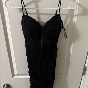 Windsor Black Faux Peal Bustier Mini Dress - NWT